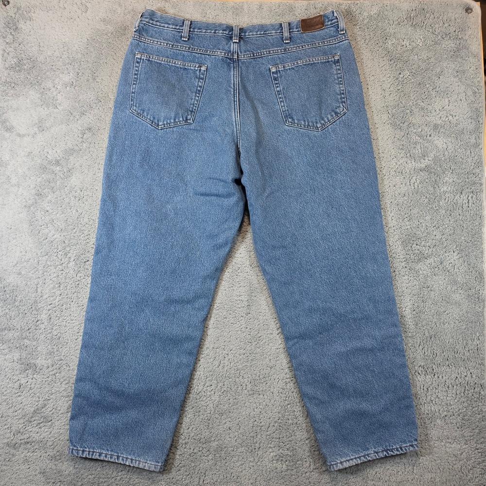 LL Bean Fleece Lined Jeans Mens 40x30 Blue Relaxed Fit Denim Winter Rugged Pants - Picture 5 of 9